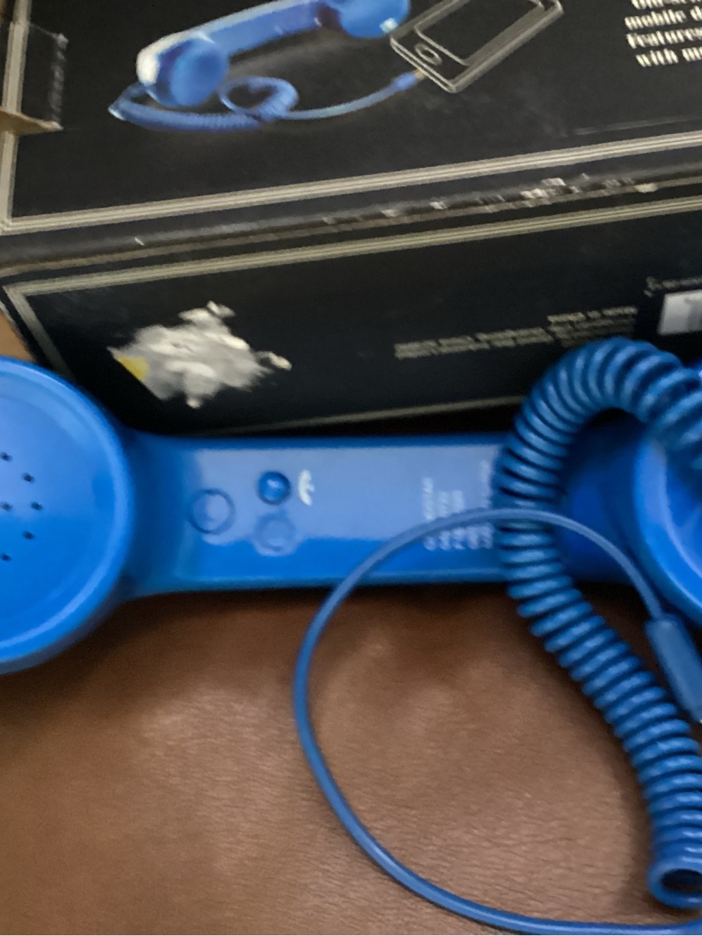 Blue Retro Handset with Coiled Cord - Compatible Mobile Accessory